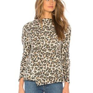 Generation Love Sage Leopard Animal Asymmetrical Hem Wool Cashmere Sweater